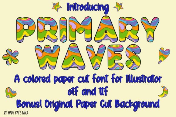 Primary Waves: A Fun and Exciting Colored Paper-Cut Font